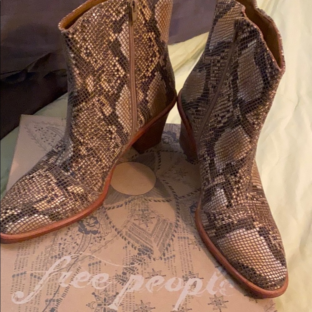 Free People snakeskin leather boots